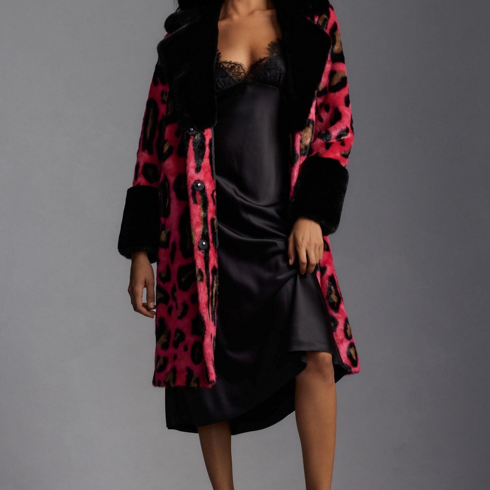 MAEVE COLORBLOCK LEOPARD COAT Anthropologie